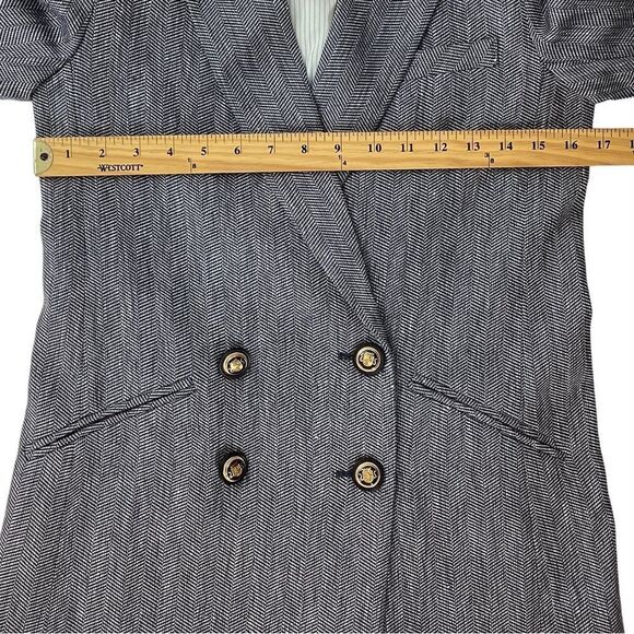 VERONICA BEARD Size 0 NWT Oria Dickey Jacket Blue White Herringbone Blazer - Picture 11 of 15